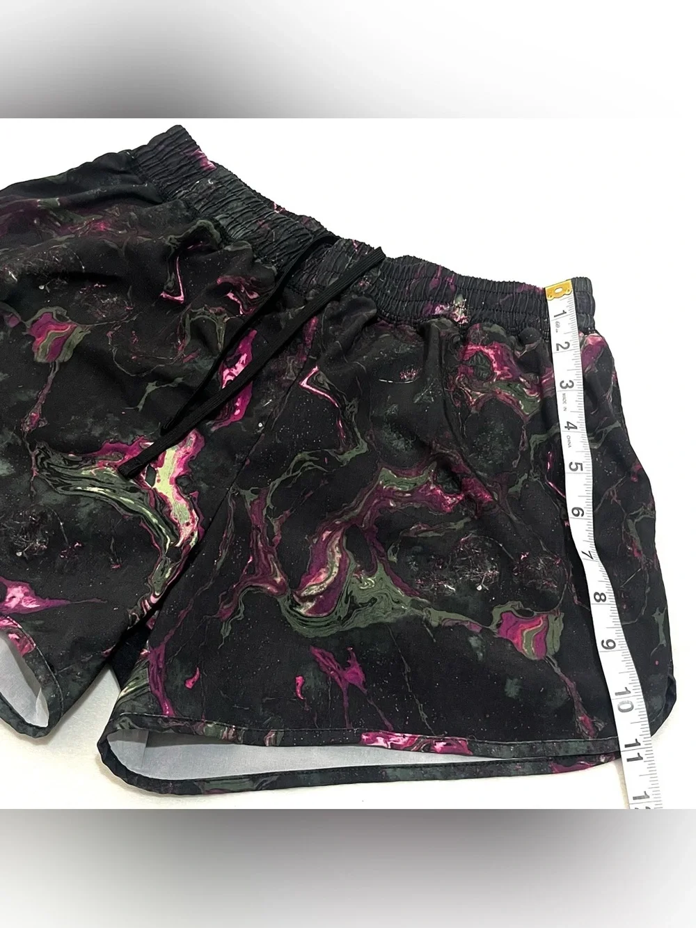 Champion Women’s Black Marble Print Athletic Running Shorts with Liner Sz Small